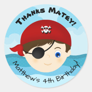 Pirate Boy Classic Round Sticker