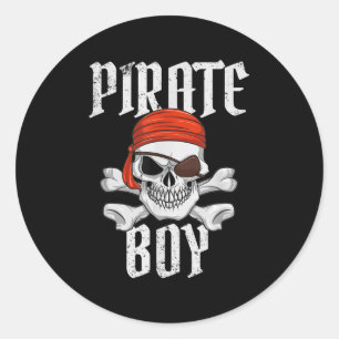Pirate Boy Halloween Skull & Crossbones Pirate Classic Round Sticker