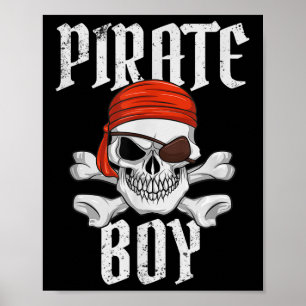 Pirate Boy Halloween Skull & Crossbones Pirate Poster