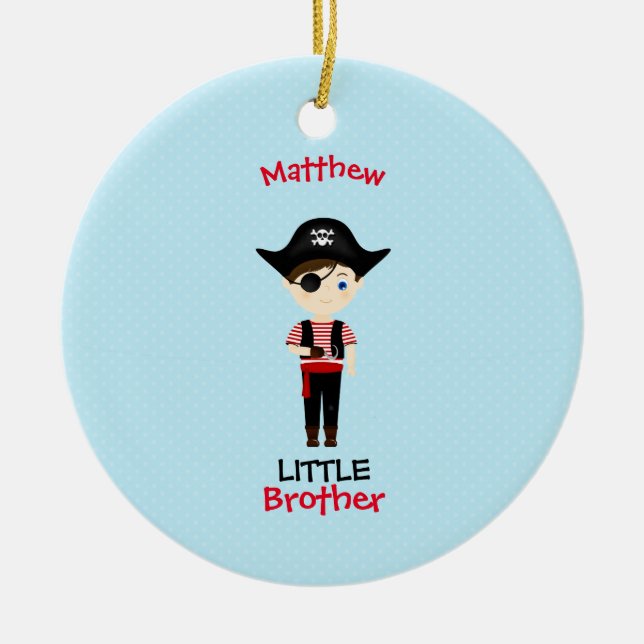 Pirate Boy Little Brother Ceramic Tree Decoration (Front)