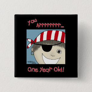 Pirate Boy one year old 15 Cm Square Badge