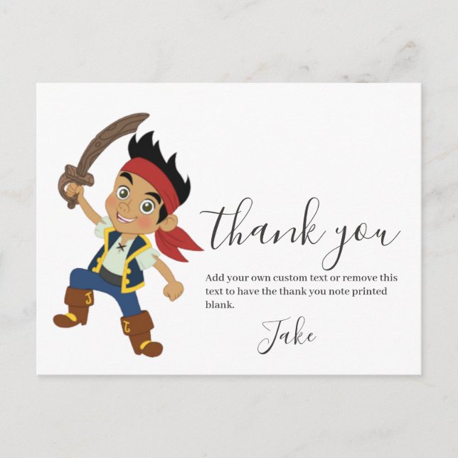 Pirate Boy Thank you Postcard (Front)