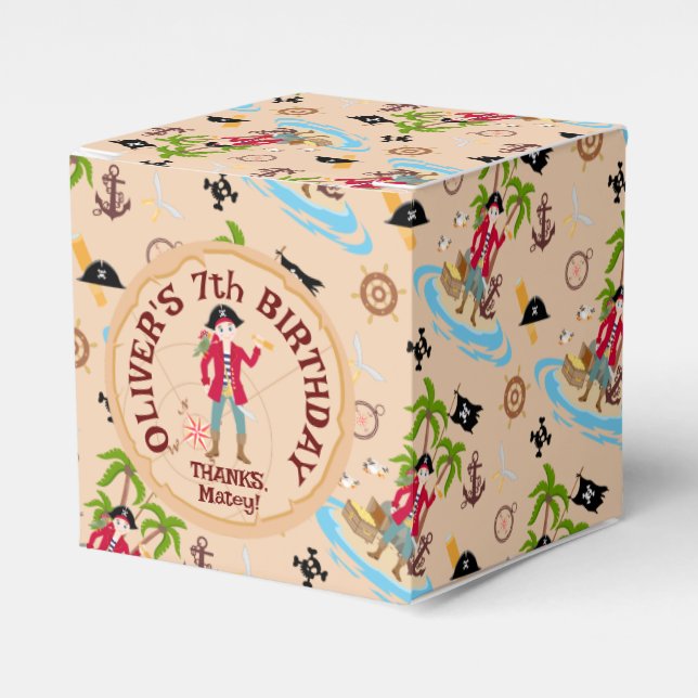 Pirate Boy Treasure Map Fun Birthday Party Favour Box (Front Side)