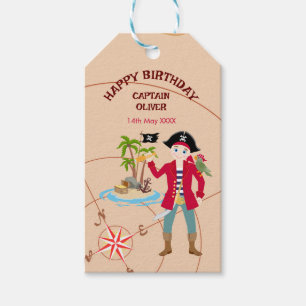 Pirate Boy Treasure Map Fun Birthday Party Gift Tags