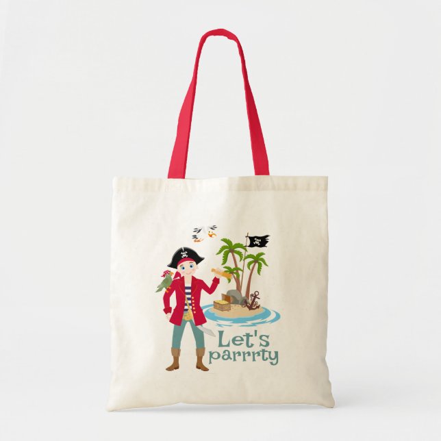 Pirate Boy Treasure Map Fun Birthday Party Tote Bag (Front)