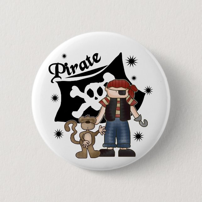 Pirate Boy with  Monkey 6 Cm Round Badge (Front)