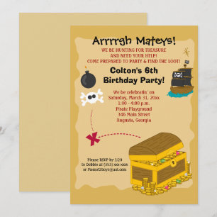 Pirate Boy's Birthday Invitation 5x7