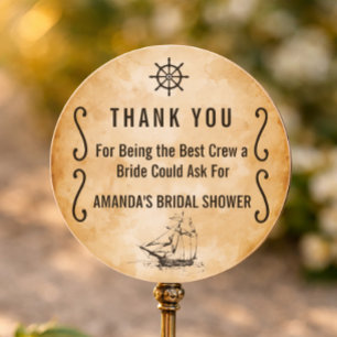 Pirate Bridal Shower & Bachelorette Party Favour Classic Round Sticker
