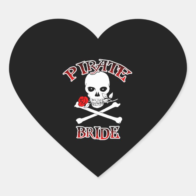 Pirate Bride Heart Sticker (Front)