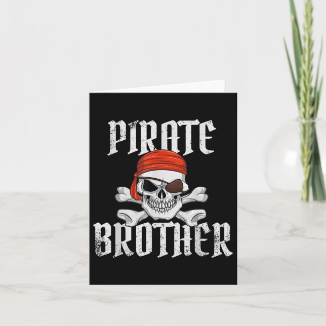 Pirate Brother Halloween Skull &amp; Crossbones Pi Card (Front)