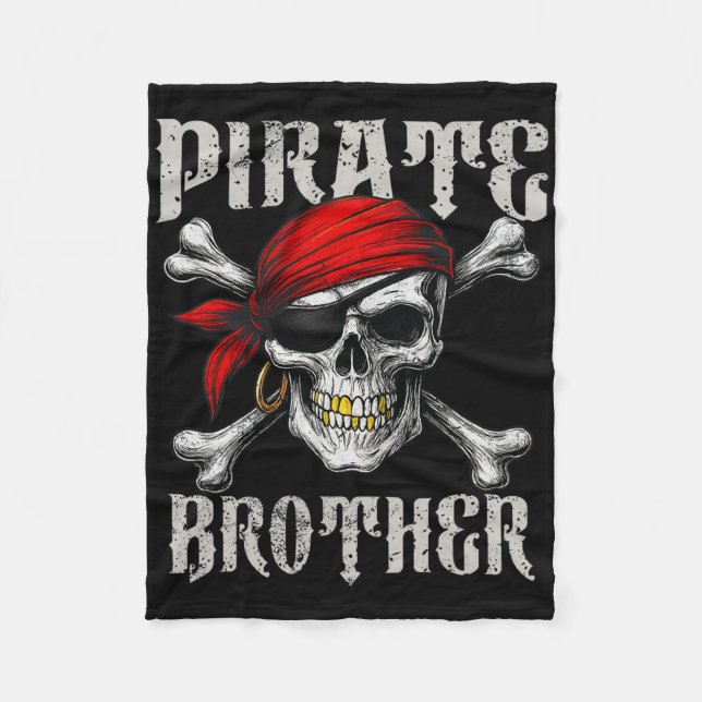 Pirate Brother Jolly Roger Flag And Skull Crossbon Fleece Blanket (Front)