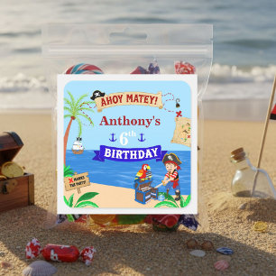 Pirate Cake Treasure Chest Birthday Party Square Sticker