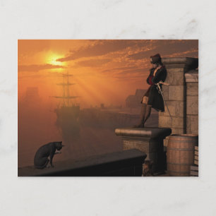 Pirate Captain at Sunset Postcard