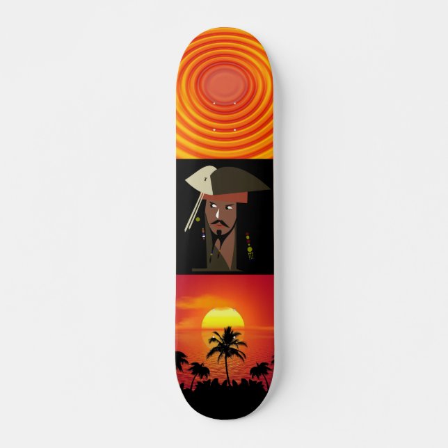 PIRATE CAPTAIN CARIBBEAN Skateboard, 7¾" Deck Skateboard (Front)