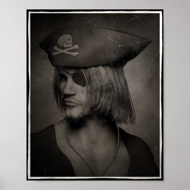 Pirate Captain Portrait - Antique Effect Poster (Front)