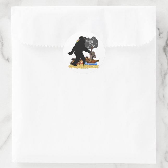 Pirate Captain Sasquatch Classic Round Sticker (Bag)