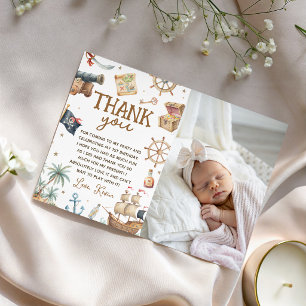 Pirate Captain Ship Photo Thank You Card