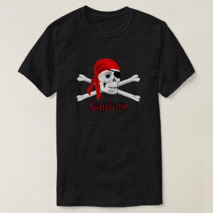 Pirate Captain Skull and Bones T-shirt Black 2