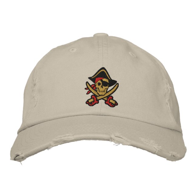 Pirate Captain Skull Embroidered Cap (Front)