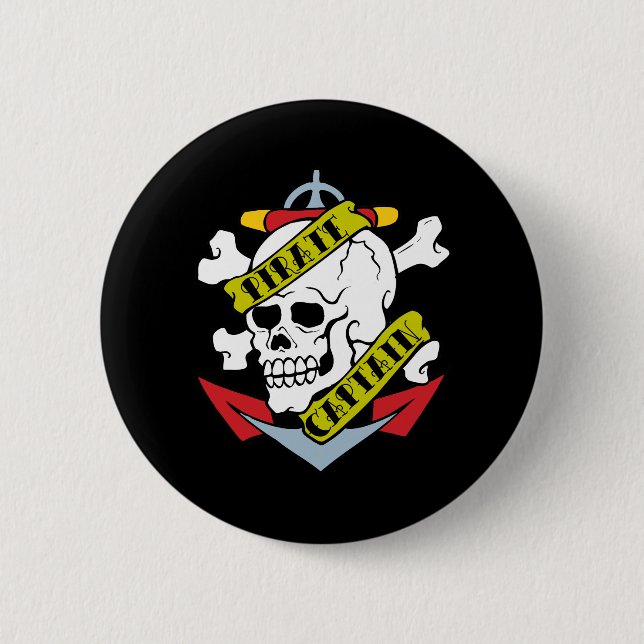 Pirate Captain Tattoo 6 Cm Round Badge (Front)