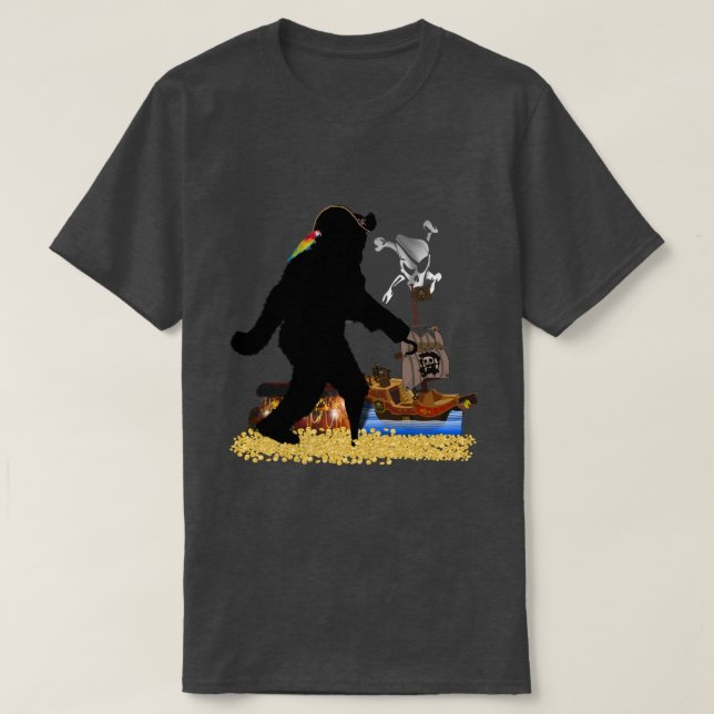 Pirate Captain Treasure Chest Sasquatch T-Shirt (Design Front)