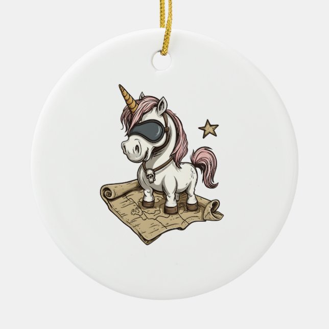 Pirate Captain Unicorn (1) Ceramic Tree Decoration (Front)