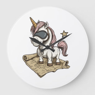 Pirate Captain Unicorn (1) Large Clock