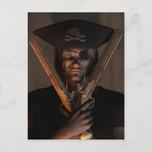 Pirate Captain with Pistols Postcard