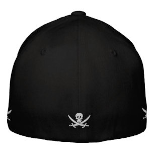 Pirate captain with skull motif embroidered hat