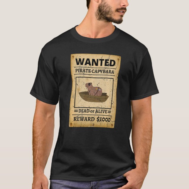 Pirate Capybara Wanted Poster Capybara For Kids T-Shirt (Front)
