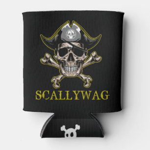 PIRATE CARRIBEAN SKULL Crossbones Scallywag Can Can Cooler