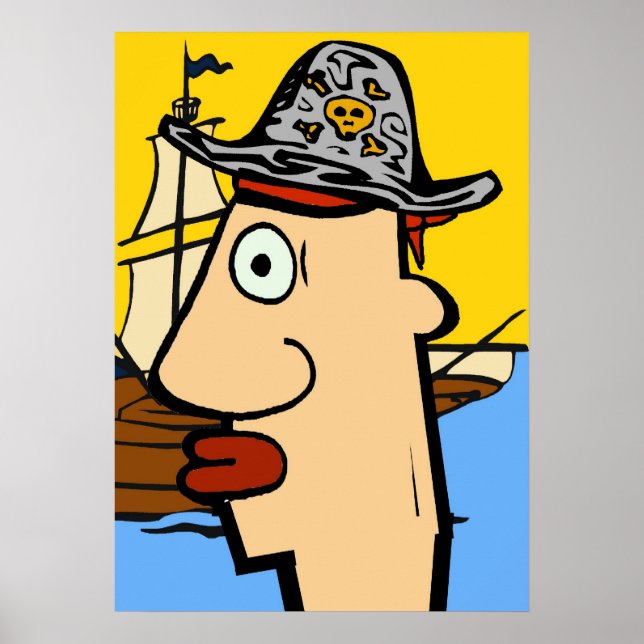 Pirate Cartoon Head Poster (Front)