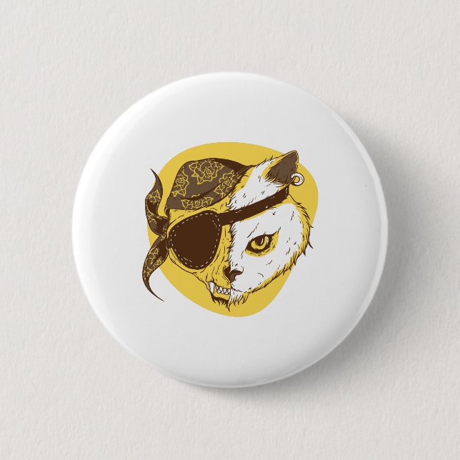 Pirate Cat 6 Cm Round Badge (Front)