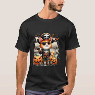 Pirate Cat Adventure Halloween Cat Retro Vintage C T-Shirt