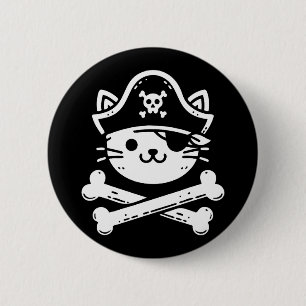Pirate Cat Crossbones Cat Lover Cats Kitten Owner 6 Cm Round Badge