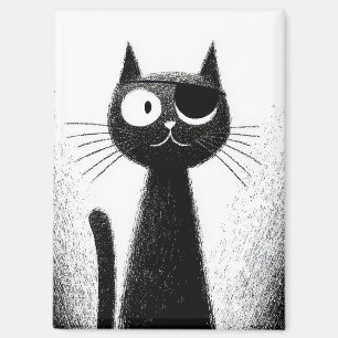 Pirate Cat – Cute Minimal Cat Art Magnet
