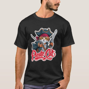 Pirate Cat Funny Halloween Cat Jolly Roger Cat Lov T-Shirt