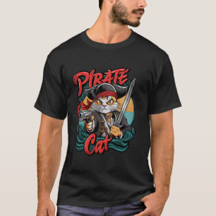 Pirate Cat Halloween Cat Jolly Roger Funny Cat Lov T-Shirt