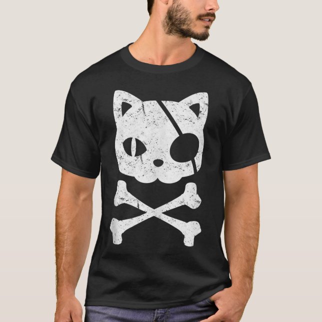 Pirate Cat Kitten Halloween Skull Cross Bones Tank (Front)