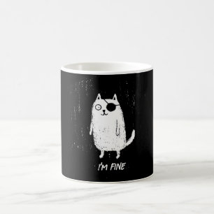 Pirate Cat – Minimal Funny Cat Art Coffee Mug