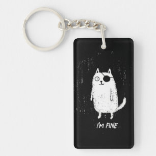Pirate Cat – Minimal Funny Cat Art Key Ring