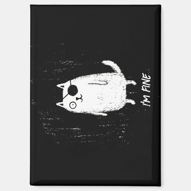 Pirate Cat – Minimal Funny Cat Art Magnet (Front)