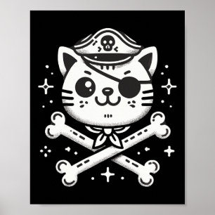 Pirate Cat Pirate Crew Birthday Party Matching  Poster