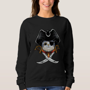 Pirate Cat Pirate   Jolly Roger Cat Kitten Sweatshirt
