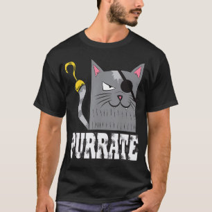 Pirate Cat Purrate Captain Kitty Eye Patch Sea T-Shirt