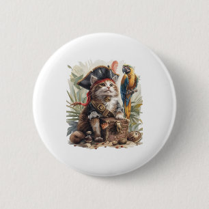 Pirate Cat Treasure 6 Cm Round Badge