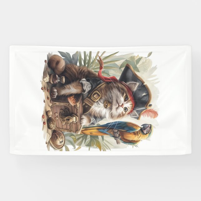 Pirate Cat Treasure Banner (Horizontal)