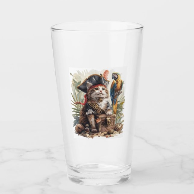 Pirate Cat Treasure Glass (Front)
