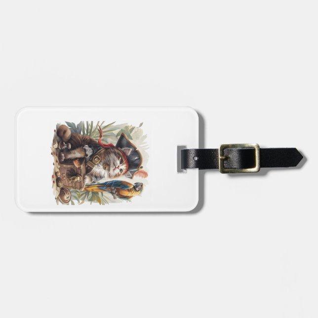 Pirate Cat Treasure Luggage Tag (Front Horizontal)
