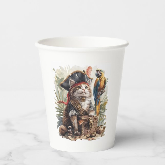 Pirate Cat Treasure Paper Cups (Front)